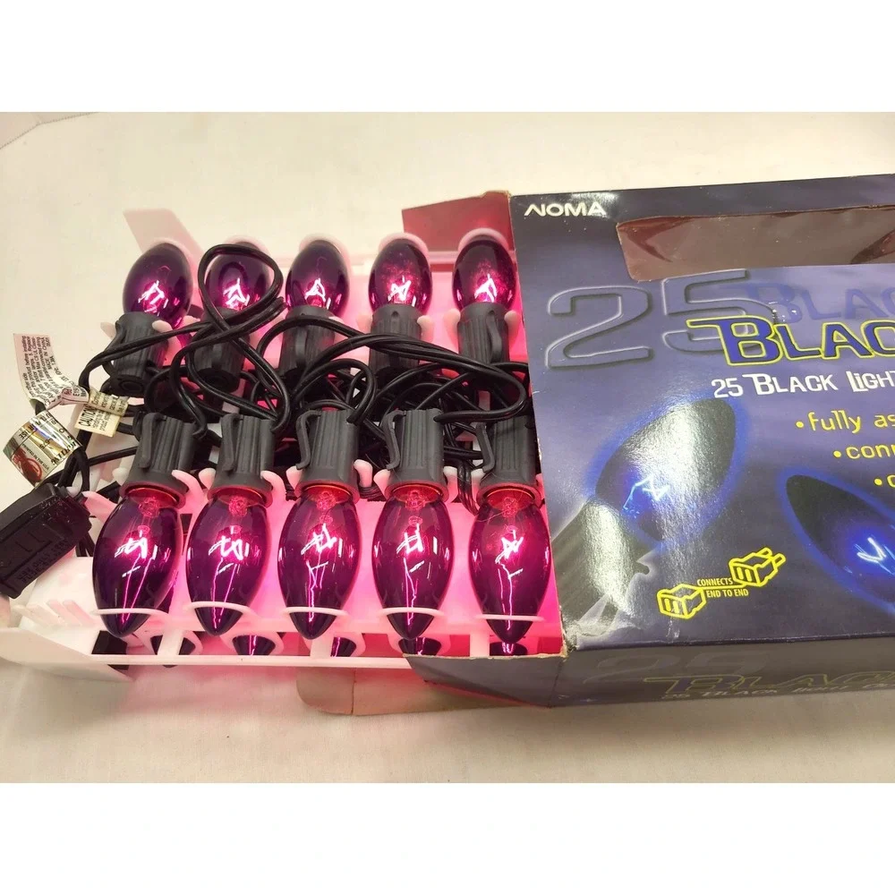 Nomas NOS Black Light Outdoor 25 String Light Set Patio Party Halloween Decor